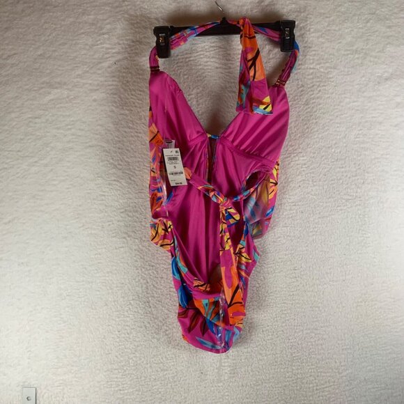 Bar III Women's Cowl Neck Paradise Palms Cutout One-Piece Swimsuit Size S NWT - Picture 7 of 9
